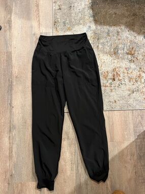High-Rise Black Jogger Pants with Tapered Ankles